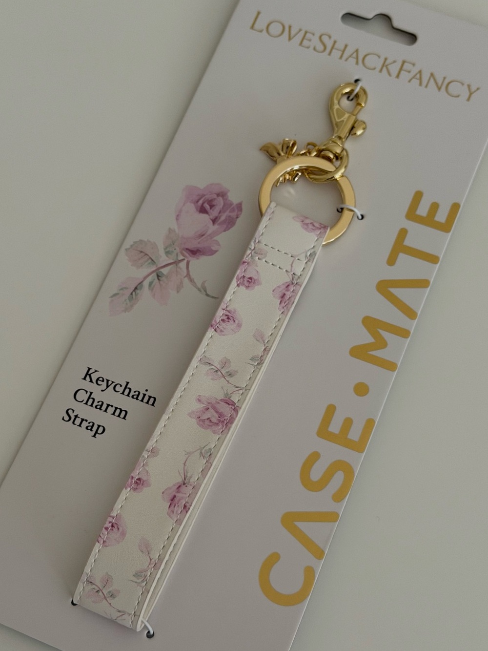 LoveShackFancy Keychain Charm Strap with Gold Hardware
